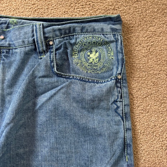 Vintage Coogi Jeans Mens 44x35 Blue Baggy Wide Leg Embroidered Skater Patched - Picture 2 of 15